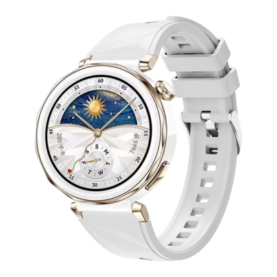 Huawei Watch GT 5 Pro 42mm Zore KRD-129 Silikon Kordon Strap Kayış Beyaz