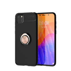 Huawei Y5P Case Zore Ravel Silicon Cover Black-Rose Gold