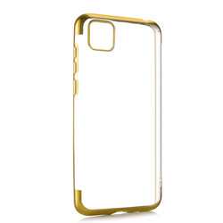 Huawei Y5P Case Zore Dört Köşeli Lazer Silicon Cover Gold