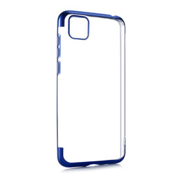Huawei Y5P Case Zore Dört Köşeli Lazer Silicon Cover Blue
