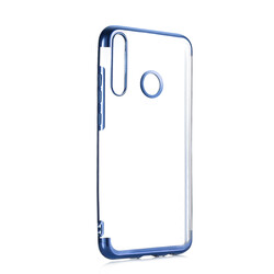 Huawei Y6P Case Zore Dört Köşeli Lazer Silicon Cover Blue