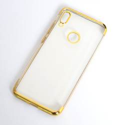 Huaewi Y6S 2019 Case Zore Dört Köşeli Lazer Silicon Cover Gold
