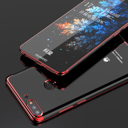 Huawei Y7 2018 Kılıf Zore Dört Köşeli Lazer Silikon Kapak Kırmızı