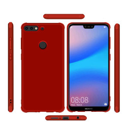 Huawei Y7 2018 Kılıf Zore Neva Silikon Kırmızı