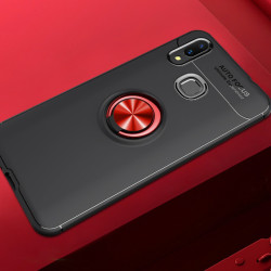 Huawei Y7 Prime 2019 Kılıf Zore Ravel Silikon Kapak Siyah-Kırmızı