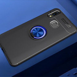 Huawei Y7 Prime 2019 Kılıf Zore Ravel Silikon Kapak Siyah-Mavi