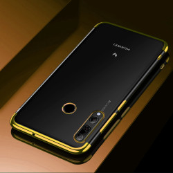 Huawei Y9 Prime 2019 Kılıf Zore Dört Köşeli Lazer Silikon Kapak Gold