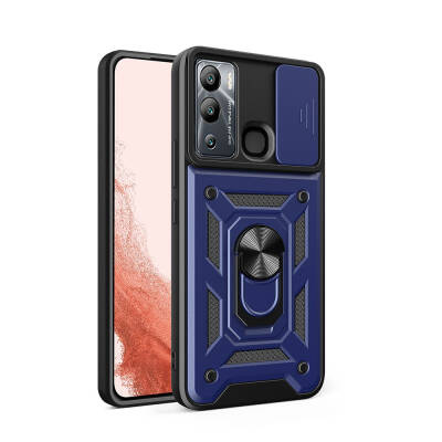 İnfinix Hot 12i Case Magnetic Stand Camera Protector Zore Sliding Vega Cover Blue