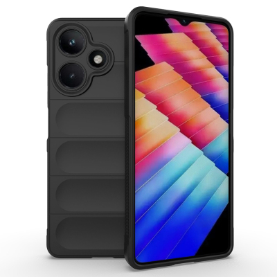 İnfinix Hot 30 Kılıf Esnek TPU Oyuklu Arka Yüzey Tasarımlı Zore Etnik Silikon Kapak Siyah