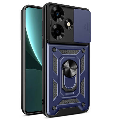 İnfinix Hot 30 Case Magnetic Stand Camera Protector Zore Sliding Vega Cover Blue