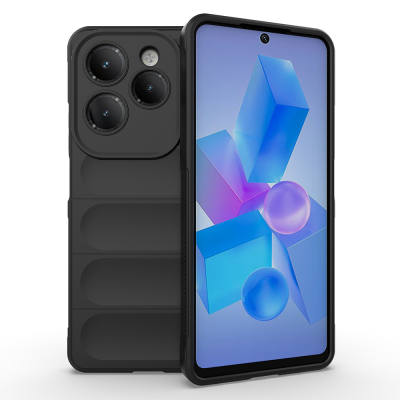 İnfinix Hot 40 Kılıf Esnek TPU Oyuklu Arka Yüzey Tasarımlı Zore Etnik Silikon Kapak Siyah