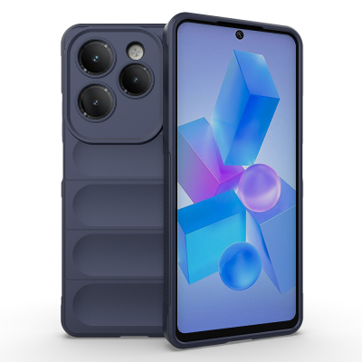 İnfinix Hot 40 Kılıf Esnek TPU Oyuklu Arka Yüzey Tasarımlı Zore Etnik Silikon Kapak Lacivert