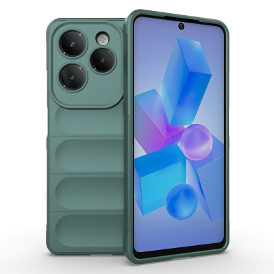 İnfinix Hot 40 Kılıf Esnek TPU Oyuklu Arka Yüzey Tasarımlı Zore Etnik Silikon Kapak Koyu Yeşil