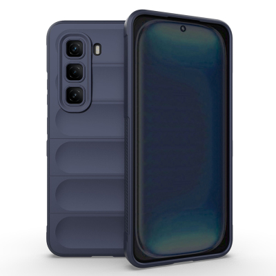 İnfinix Hot 50 Pro 4G Kılıf Esnek TPU Oyuklu Arka Yüzey Tasarımlı Zore Etnik Silikon Kapak Lacivert