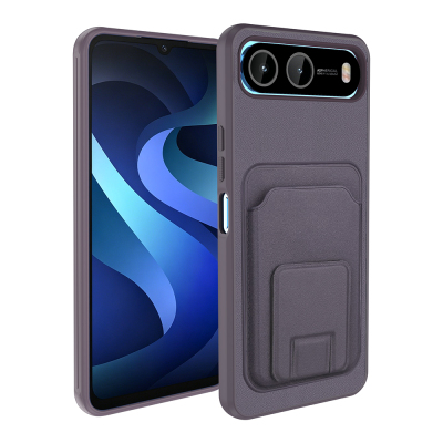 Infinix Hot 60i 5G Case with Card Holder TPU Zore Bikart Cover Grey