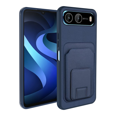 Infinix Hot 60i 5G Case with Card Holder TPU Zore Bikart Cover Navy blue