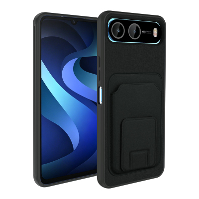 İnfinix Hot 60i 5G Kılıf Kartlıklı TPU Zore Bikart Kapak Siyah