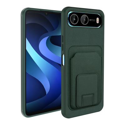 İnfinix Hot 60i 5G Kılıf Kartlıklı TPU Zore Bikart Kapak Koyu Yeşil