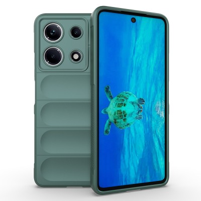 İnfinix Note 30 4G Kılıf Esnek TPU Oyuklu Arka Yüzey Tasarımlı Zore Etnik Silikon Kapak Koyu Yeşil