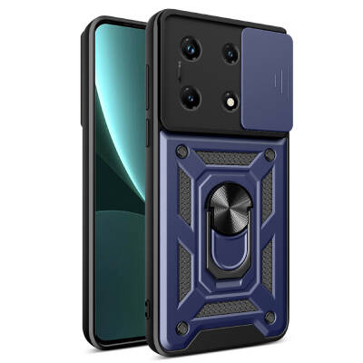 Infinix Note 30 Pro Case Magnetic Stand Camera Protector Zore Sliding Vega Cover Blue