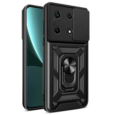 Infinix Note 30 Pro Case Magnetic Stand Camera Protector Zore Sliding Vega Cover Black