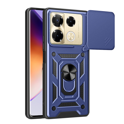 Infinix Note 40 Pro Case with Magnetic Stand Camera Protection Zore Sürgülü Vega Cover Blue