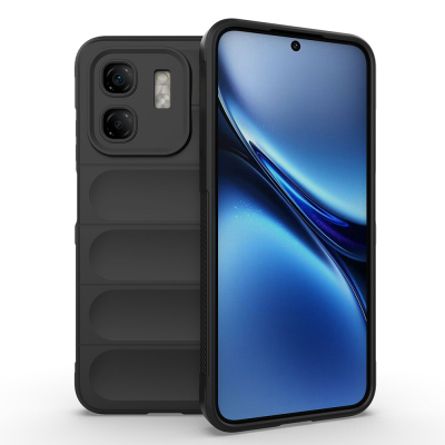 Infinix Smart 9 Case Flexible TPU Hollow Back Surface Design Zore Etnik Silicone Cover Black