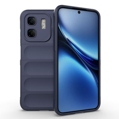 Infinix Smart 9 Case Flexible TPU Hollow Back Surface Design Zore Etnik Silicone Cover Navy blue