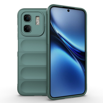 Infinix Smart 9 Case Flexible TPU Hollow Back Surface Design Zore Etnik Silicone Cover Dark Green