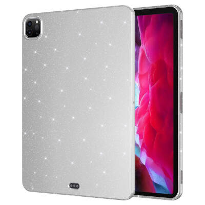 iPad Pro 11 2020 (2nd Generation) Zore Tablet Cotton Glittering Glossy Appearance Case Silver