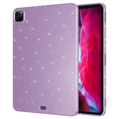 iPad Pro 11 2020 (2nd Generation) Zore Tablet Cotton Glittering Glossy Appearance Case Lila