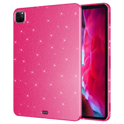 iPad Pro 11 2020 (2nd Generation) Zore Tablet Cotton Glittering Glossy Appearance Case Dark Pink