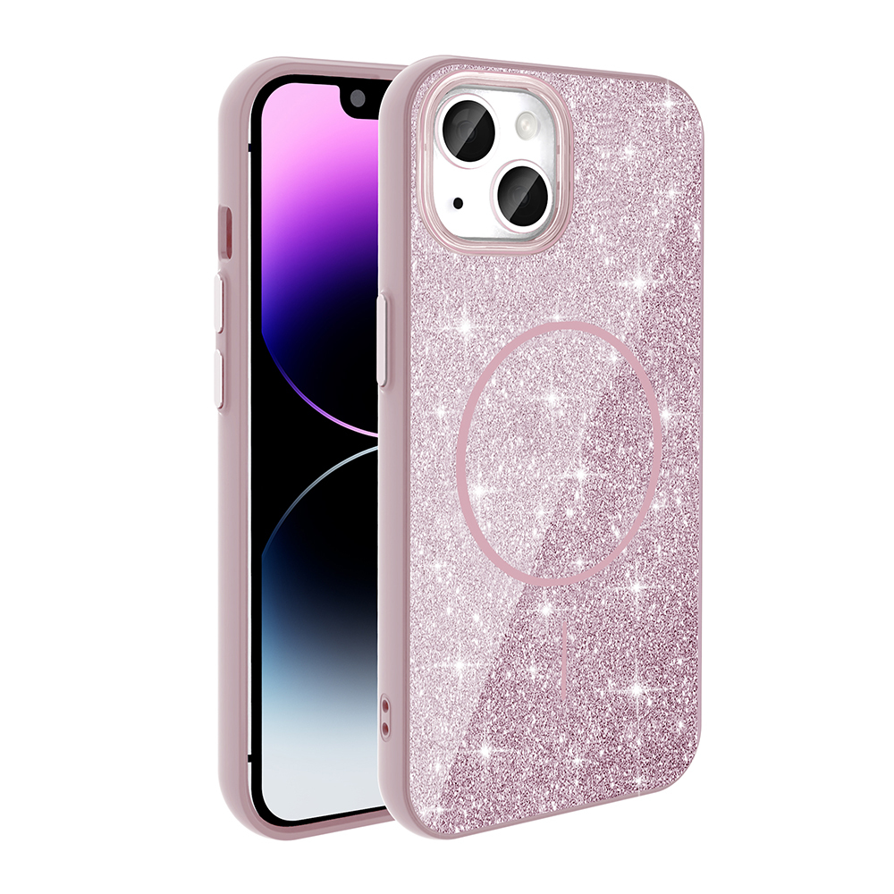 iPhone 14 Kılıf M-safe Şarj Özellikli Parlayan Simli Zore Okso Kapak - 1 iPhone 14 Kılıf M-safe Şarj Özellikli Parlayan Simli Zore Okso Kapak - 1