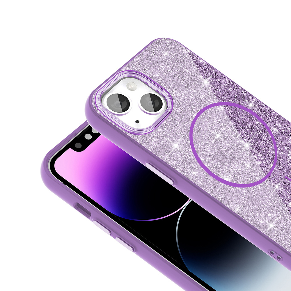 iPhone 14 Kılıf M-safe Şarj Özellikli Parlayan Simli Zore Okso Kapak - 8 iPhone 14 Kılıf M-safe Şarj Özellikli Parlayan Simli Zore Okso Kapak - 8