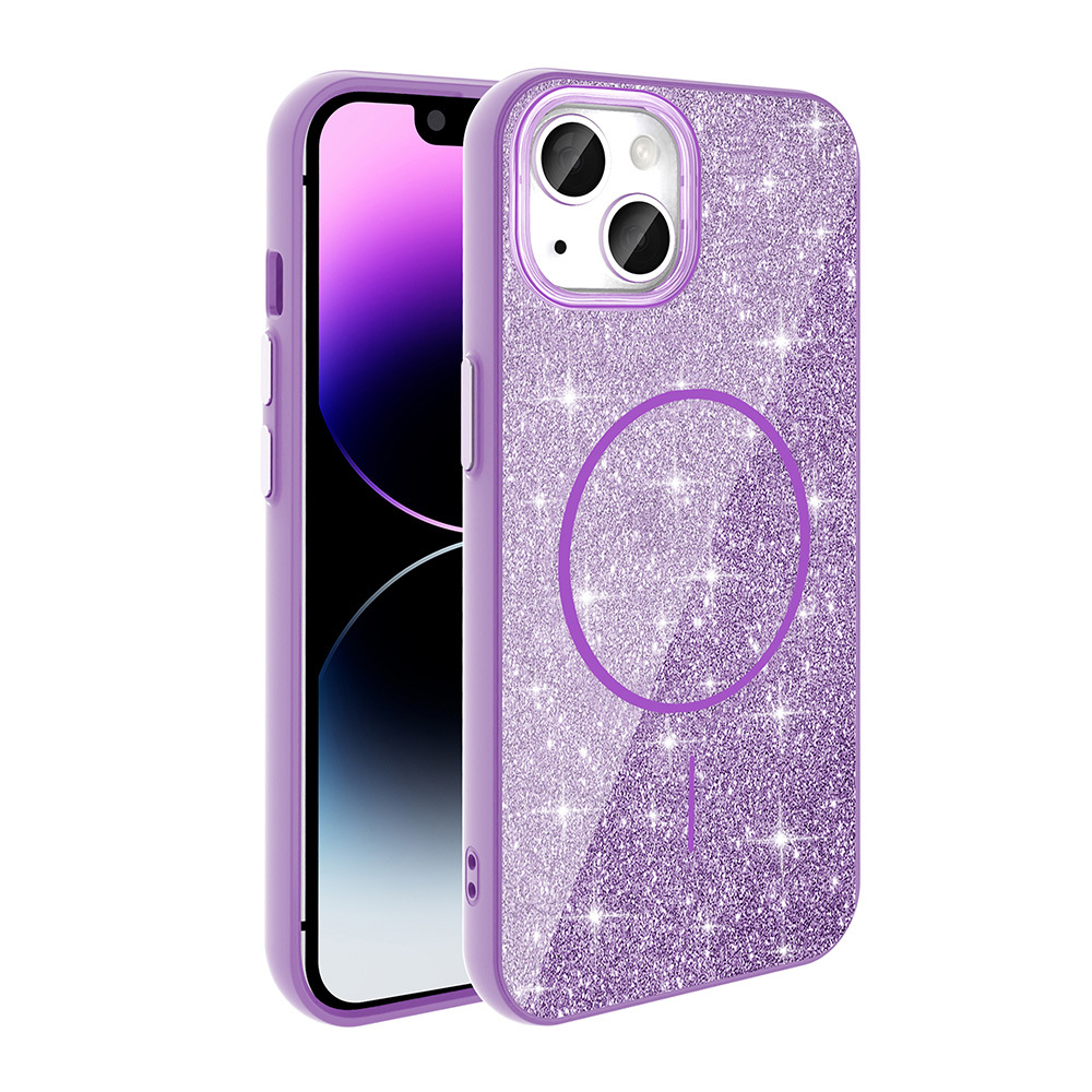 iPhone 14 Kılıf M-safe Şarj Özellikli Parlayan Simli Zore Okso Kapak - 6 iPhone 14 Kılıf M-safe Şarj Özellikli Parlayan Simli Zore Okso Kapak - 6