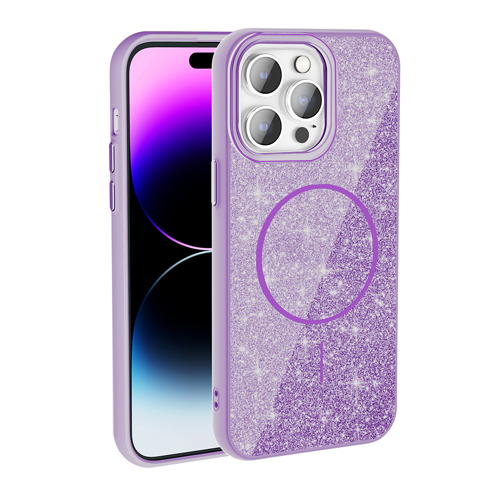 iPhone 14 Pro Max Kılıf M-safe Şarj Özellikli Parlayan Simli Zore Okso Kapak - 1 iPhone 14 Pro Max Kılıf M-safe Şarj Özellikli Parlayan Simli Zore Okso Kapak - 1