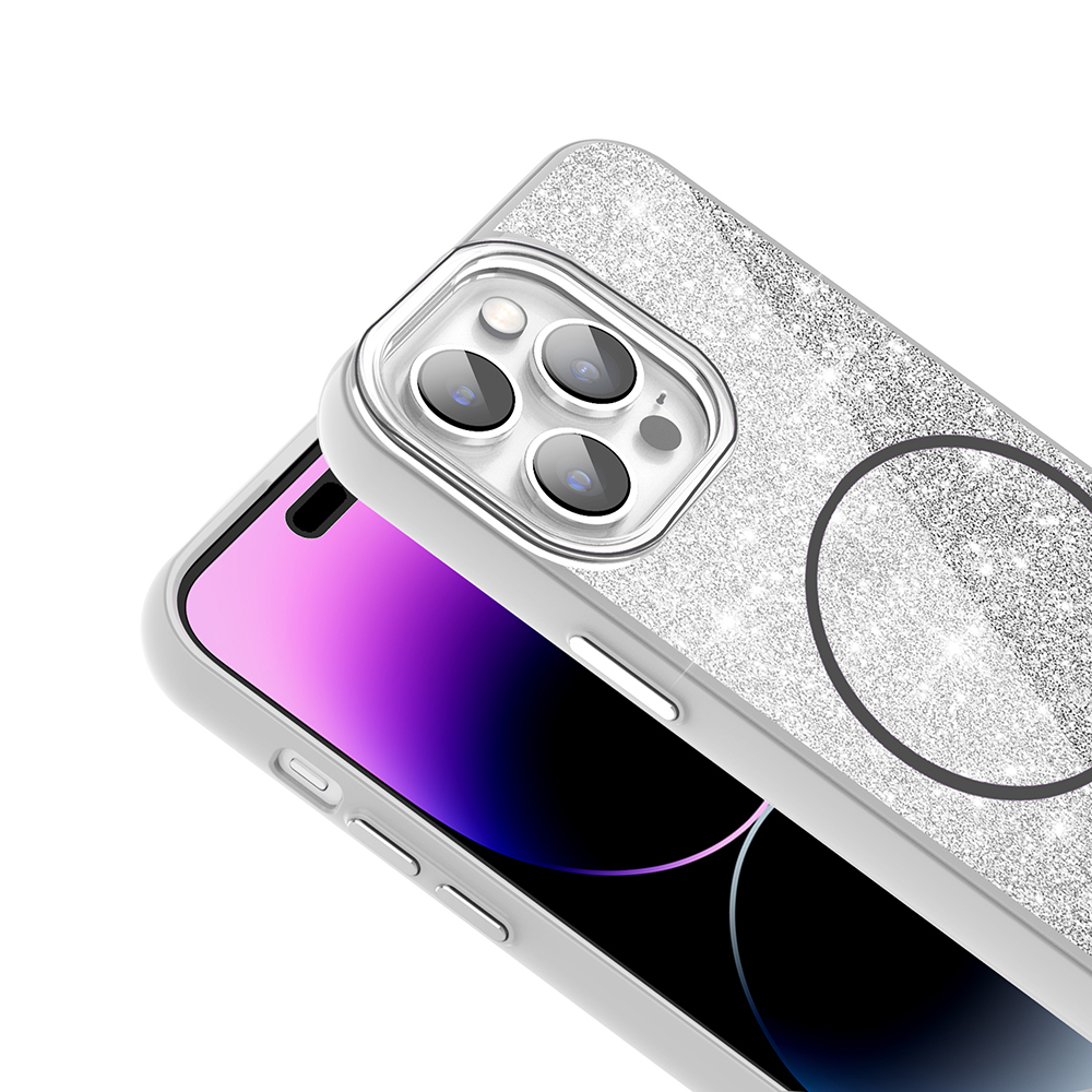 iPhone 14 Pro Max Kılıf M-safe Şarj Özellikli Parlayan Simli Zore Okso Kapak - 14 iPhone 14 Pro Max Kılıf M-safe Şarj Özellikli Parlayan Simli Zore Okso Kapak - 14