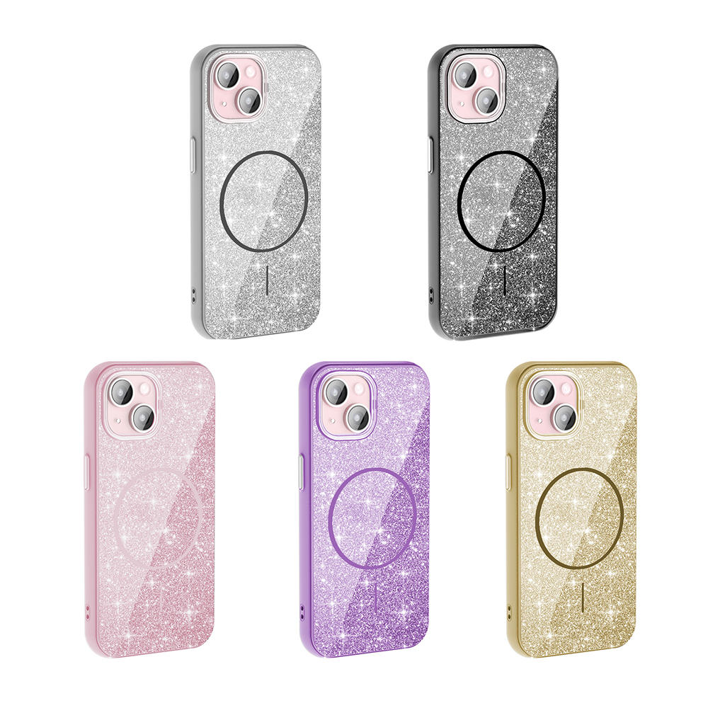 iPhone 15 Kılıf M-safe Şarj Özellikli Parlayan Simli Zore Okso Kapak - 2 iPhone 15 Kılıf M-safe Şarj Özellikli Parlayan Simli Zore Okso Kapak - 2