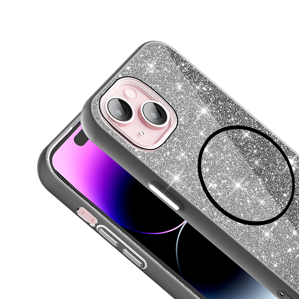 iPhone 15 Kılıf M-safe Şarj Özellikli Parlayan Simli Zore Okso Kapak - 17 iPhone 15 Kılıf M-safe Şarj Özellikli Parlayan Simli Zore Okso Kapak - 17