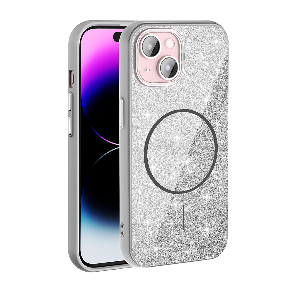 iPhone 15 Kılıf M-safe Şarj Özellikli Parlayan Simli Zore Okso Kapak - 12 iPhone 15 Kılıf M-safe Şarj Özellikli Parlayan Simli Zore Okso Kapak - 12