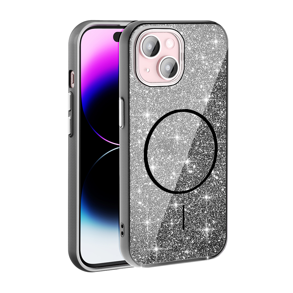 iPhone 15 Plus Kılıf M-safe Şarj Özellikli Parlayan Simli Zore Okso Kapak - 7 iPhone 15 Plus Kılıf M-safe Şarj Özellikli Parlayan Simli Zore Okso Kapak - 7