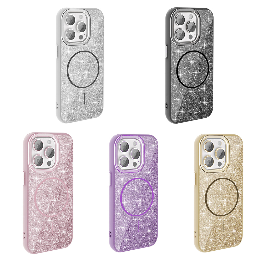 iPhone 15 Pro Kılıf M-safe Şarj Özellikli Parlayan Simli Zore Okso Kapak - 2 iPhone 15 Pro Kılıf M-safe Şarj Özellikli Parlayan Simli Zore Okso Kapak - 2