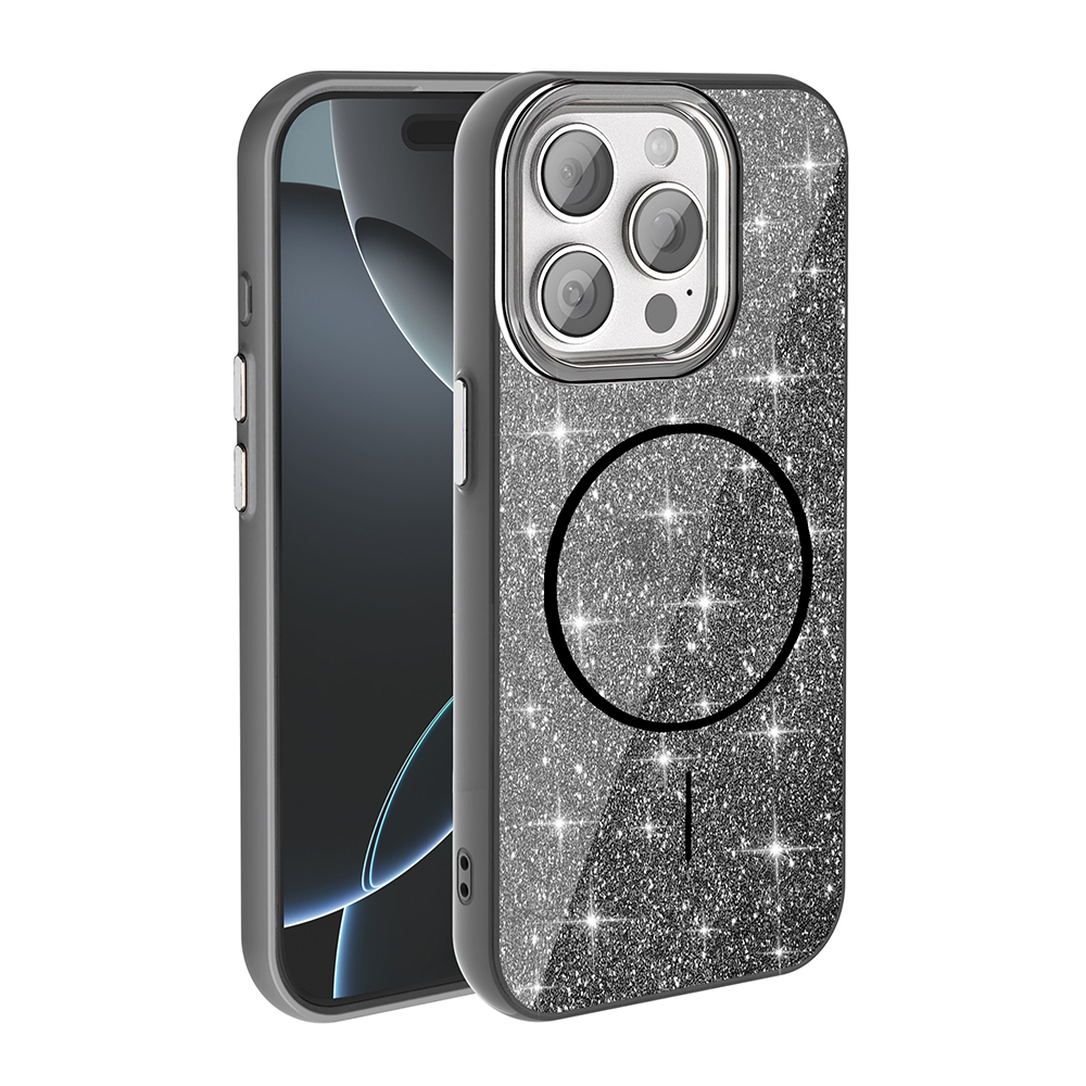 iPhone 15 Pro Max Kılıf M-safe Şarj Özellikli Parlayan Simli Zore Okso Kapak - 1 iPhone 15 Pro Max Kılıf M-safe Şarj Özellikli Parlayan Simli Zore Okso Kapak - 1