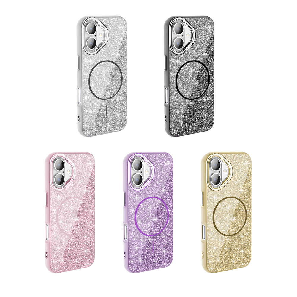 iPhone 16 Kılıf M-safe Şarj Özellikli Parlayan Simli Zore Okso Kapak - 2