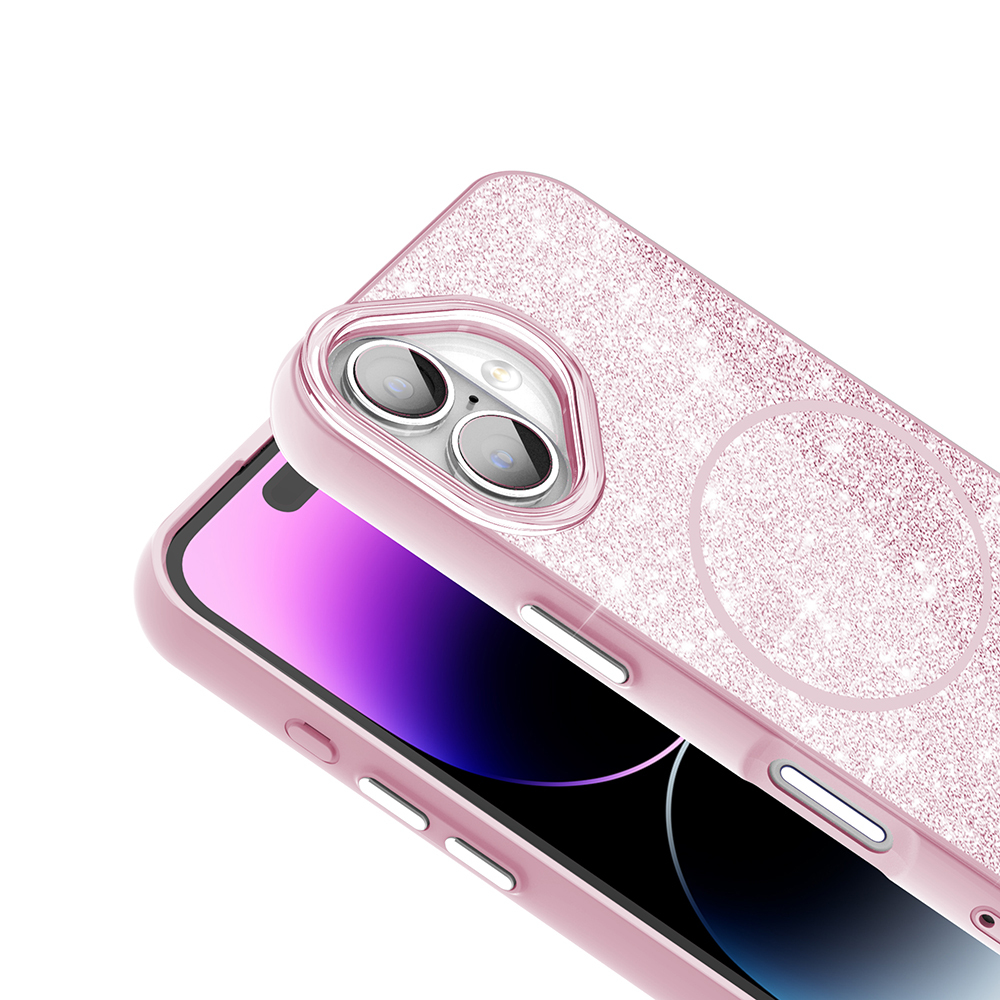 iPhone 16 Kılıf M-safe Şarj Özellikli Parlayan Simli Zore Okso Kapak - 5