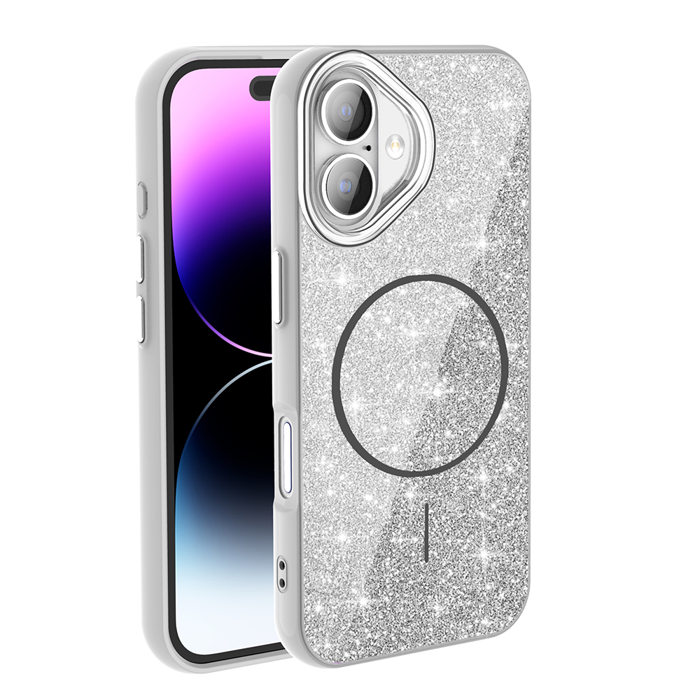iPhone 16 Plus Kılıf M-safe Şarj Özellikli Parlayan Simli Zore Okso Kapak - 11 iPhone 16 Plus Kılıf M-safe Şarj Özellikli Parlayan Simli Zore Okso Kapak - 11