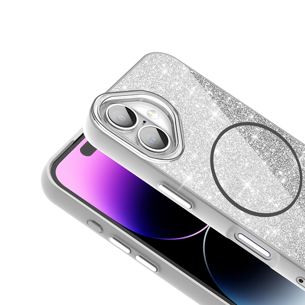 iPhone 16 Plus Kılıf M-safe Şarj Özellikli Parlayan Simli Zore Okso Kapak - 12 iPhone 16 Plus Kılıf M-safe Şarj Özellikli Parlayan Simli Zore Okso Kapak - 12