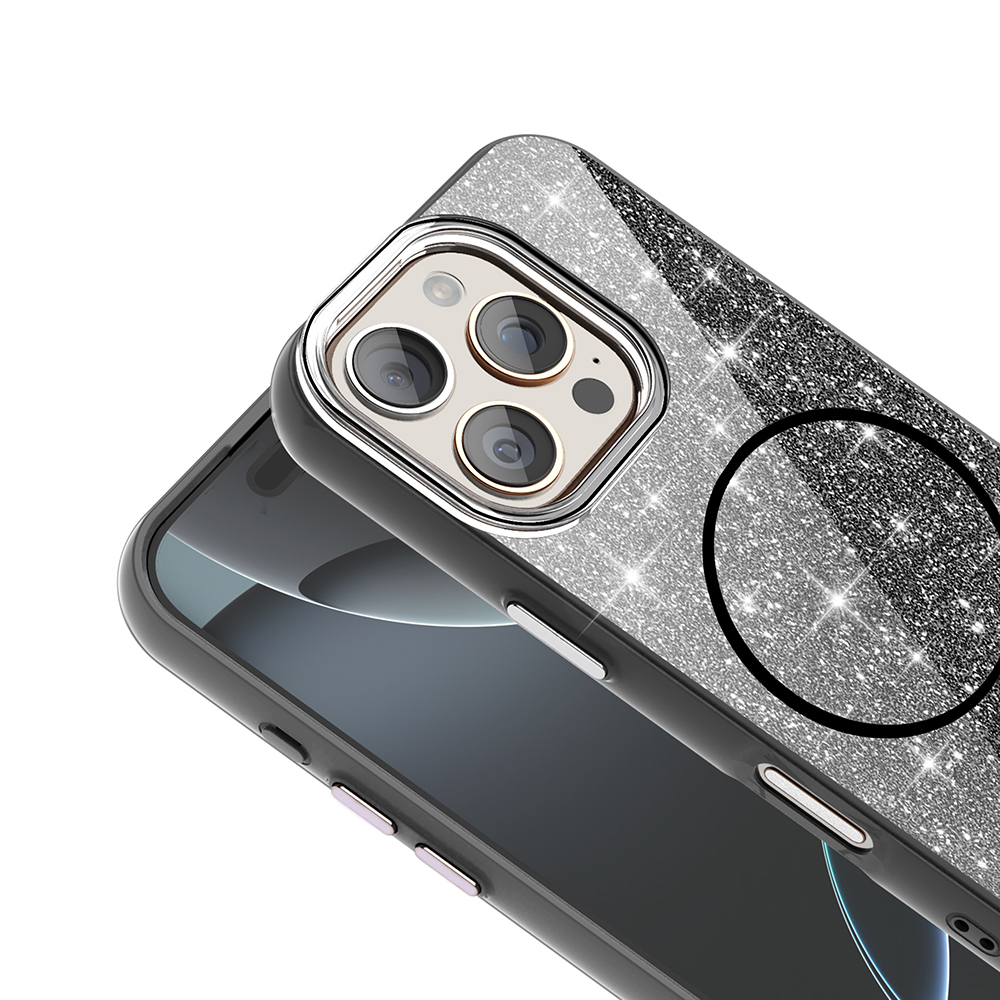 iPhone 16 Pro Kılıf M-safe Şarj Özellikli Parlayan Simli Zore Okso Kapak - 8