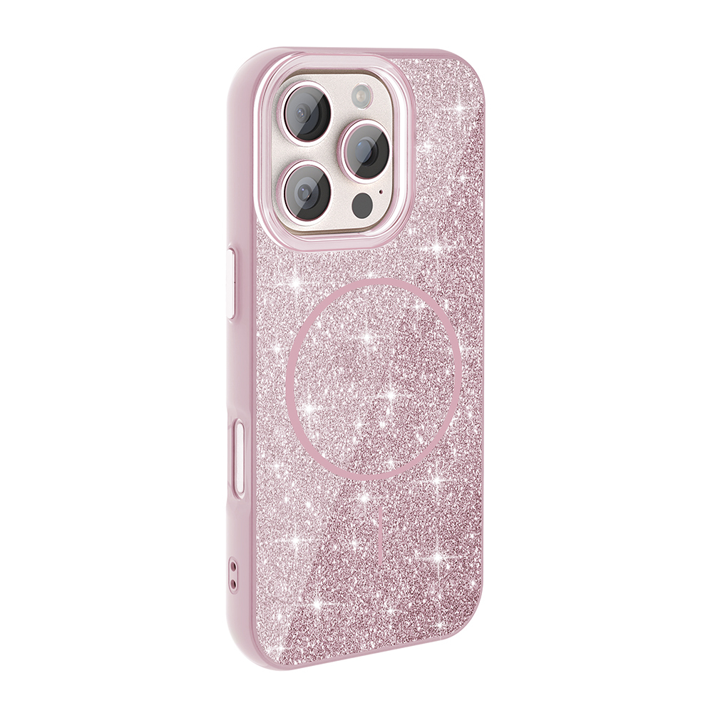 iPhone 16 Pro Kılıf M-safe Şarj Özellikli Parlayan Simli Zore Okso Kapak - 10