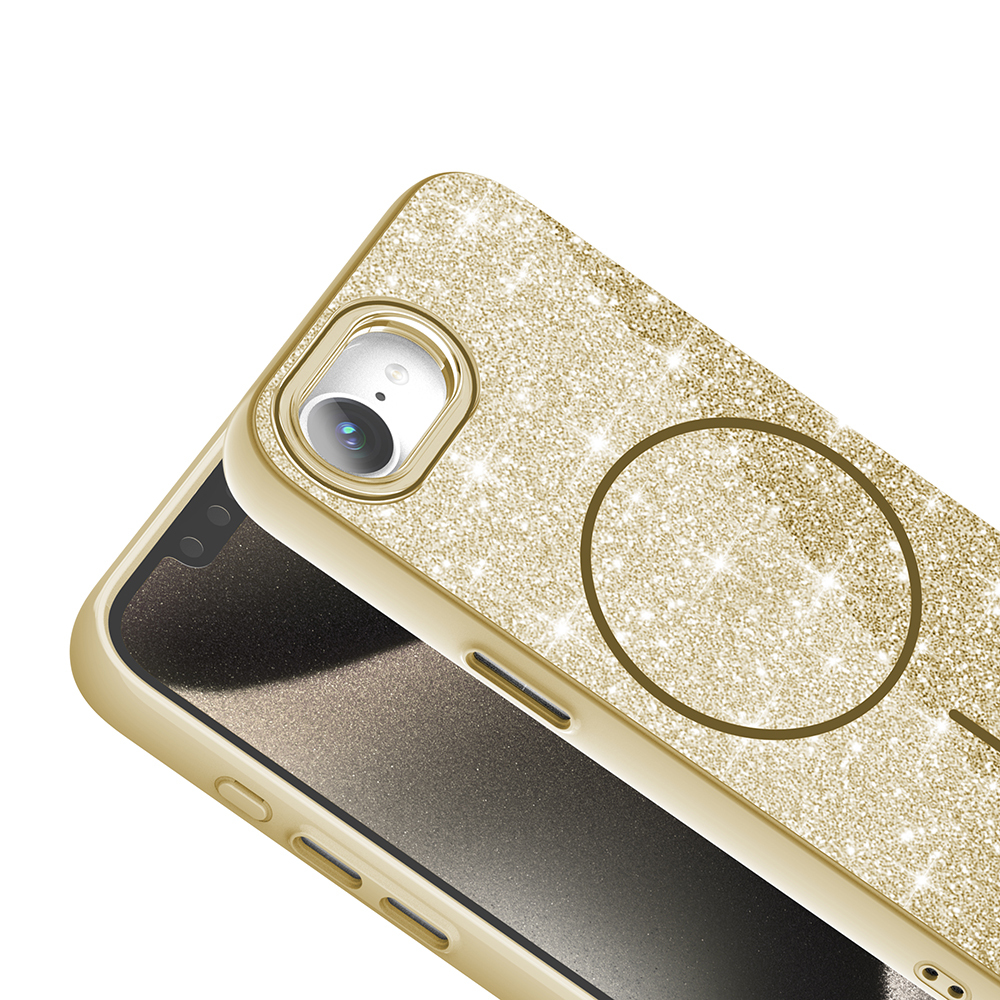 iPhone 16E Kılıf M-safe Şarj Özellikli Parlayan Simli Zore Okso Kapak - 11